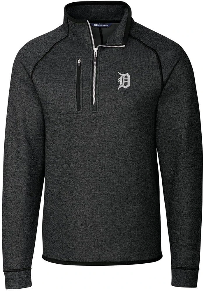 Cutter and Buck Detroit Tigers Mens Charcoal Mainsail Long Sleeve Qtr Zip Pullover