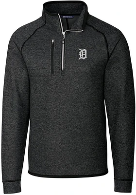 Cutter and Buck Detroit Tigers Mens Charcoal Mainsail Long Sleeve Qtr Zip Pullover