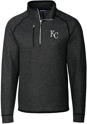 Cutter and Buck Kansas City Royals Mens Charcoal Mainsail Long Sleeve Qtr Zip Pullover