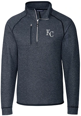 Cutter and Buck Kansas City Royals Mens Navy Blue Mainsail Long Sleeve Qtr Zip Pullover