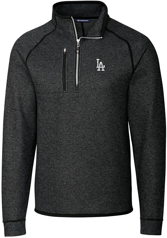 Cutter and Buck Los Angeles Dodgers Mens Charcoal Mainsail Long Sleeve Qtr Zip Pullover
