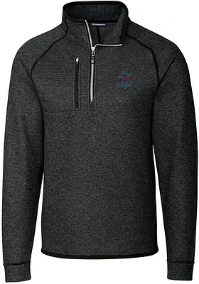 Cutter and Buck Miami Marlins Mens Charcoal Mainsail Long Sleeve Qtr Zip Pullover