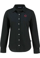 Cutter and Buck Cincinnati Reds Womens Advantage Soft Pique Long Sleeve Dress Shirt