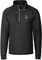 Cutter and Buck Milwaukee Brewers Mens Charcoal Mainsail Long Sleeve Qtr Zip Pullover