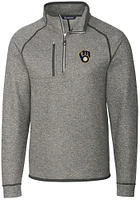 Cutter and Buck Milwaukee Brewers Mens Mainsail Long Sleeve Qtr Zip Pullover