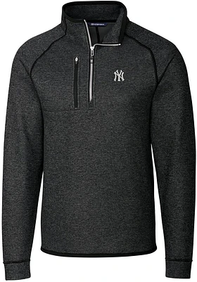 Cutter and Buck New York Yankees Mens Charcoal Mainsail Long Sleeve Qtr Zip Pullover