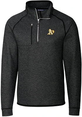 Cutter and Buck Oakland Athletics Mens Charcoal Mainsail Long Sleeve Qtr Zip Pullover