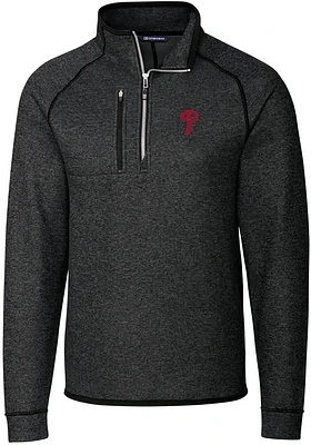 Cutter and Buck Philadelphia Phillies Mens Charcoal Mainsail Long Sleeve Qtr Zip Pullover