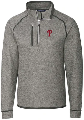 Cutter and Buck Philadelphia Phillies Mens Mainsail Long Sleeve Qtr Zip Pullover