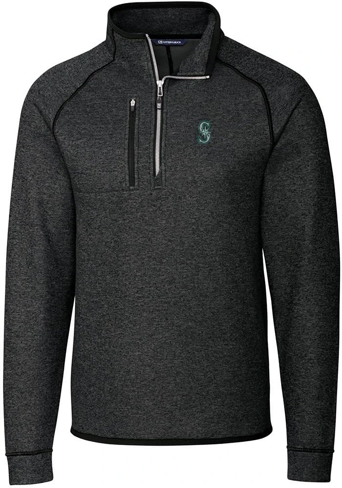 Cutter and Buck Seattle Mariners Mens Charcoal Mainsail Long Sleeve Qtr Zip Pullover