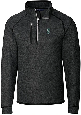 Cutter and Buck Seattle Mariners Mens Charcoal Mainsail Long Sleeve Qtr Zip Pullover