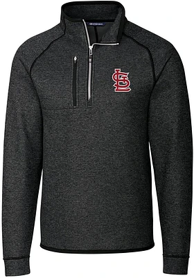 Cutter and Buck St Louis Cardinals Mens Charcoal Mainsail Long Sleeve Qtr Zip Pullover