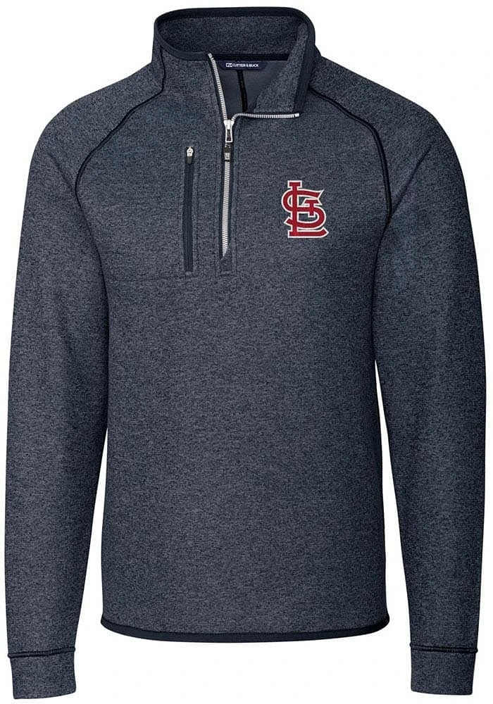 Cutter and Buck St Louis Cardinals Mens Navy Blue Mainsail Long Sleeve Qtr Zip Pullover