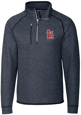 Cutter and Buck St Louis Cardinals Mens Navy Blue Mainsail Long Sleeve Qtr Zip Pullover