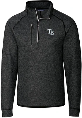 Cutter and Buck Tampa Bay Rays Mens Charcoal Mainsail Long Sleeve Qtr Zip Pullover