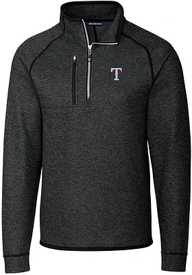 Cutter and Buck Texas Rangers Mens Charcoal Mainsail Long Sleeve Qtr Zip Pullover