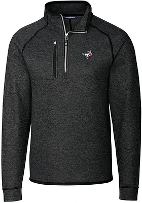 Cutter and Buck Toronto Blue Jays Mens Charcoal Mainsail Long Sleeve Qtr Zip Pullover