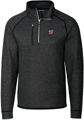 Cutter and Buck Washington Nationals Mens Charcoal Mainsail Long Sleeve Qtr Zip Pullover