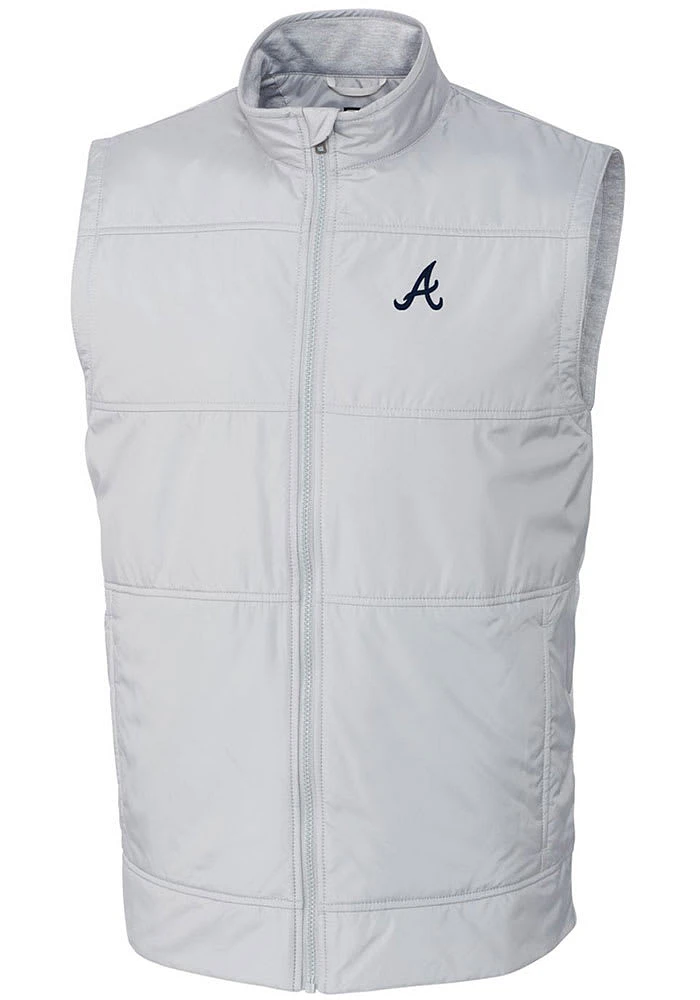 Cutter and Buck Atlanta Braves Mens Grey Stealth Hybrid Quilted Sleeveless Jacket