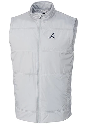 Cutter and Buck Atlanta Braves Mens Grey Stealth Hybrid Quilted Sleeveless Jacket