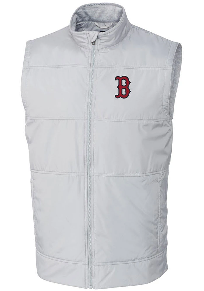 Cutter and Buck Boston Red Sox Mens Grey Stealth Hybrid Quilted Sleeveless Jacket