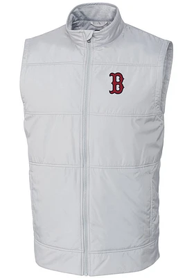 Cutter and Buck Boston Red Sox Mens Grey Stealth Hybrid Quilted Sleeveless Jacket