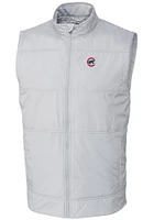 Cutter and Buck Chicago Cubs Mens Grey Stealth Hybrid Quilted Sleeveless Jacket