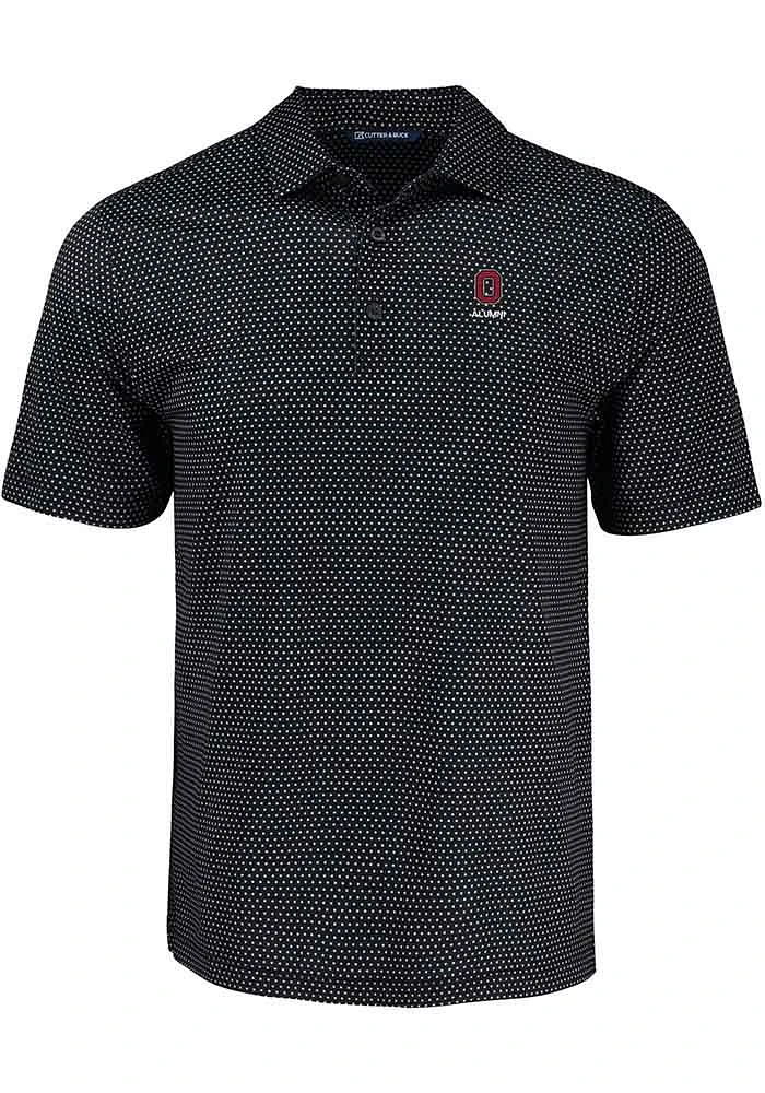 Cutter and Buck Ohio State Buckeyes Mens Alumni Pike Shadow Check Short Sleeve Polo