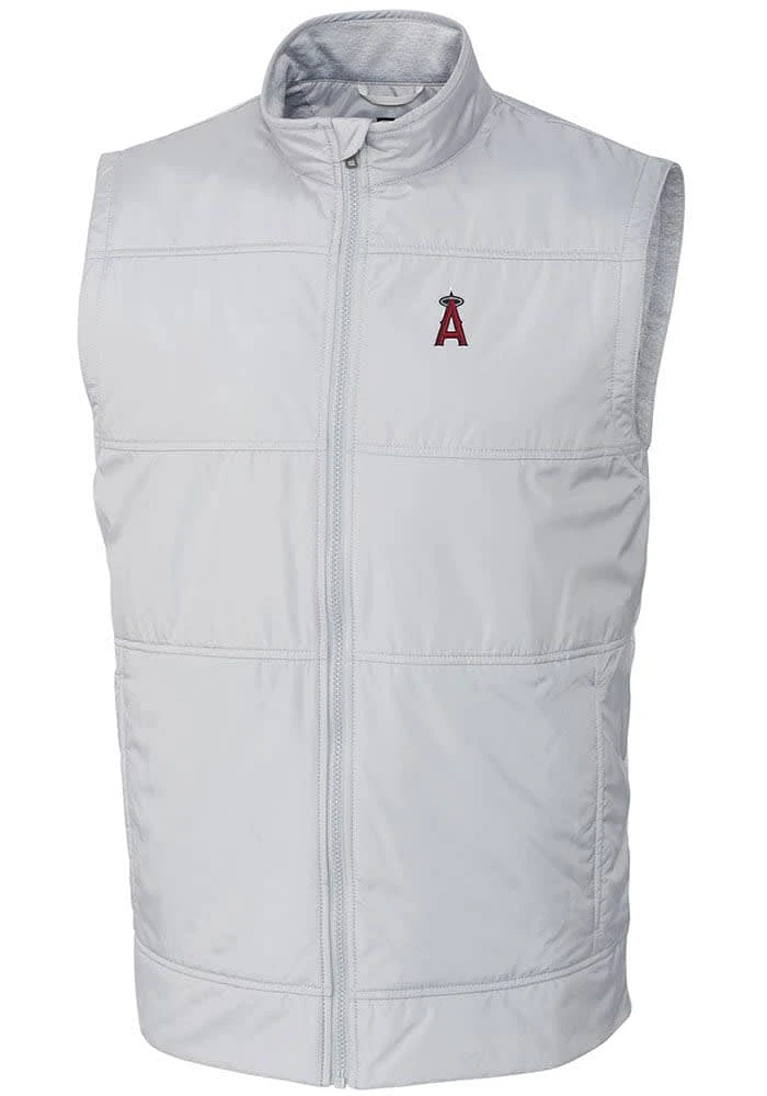 Cutter and Buck Los Angeles Angels Mens Grey Stealth Hybrid Quilted Sleeveless Jacket