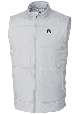 Cutter and Buck New York Yankees Mens Grey Stealth Hybrid Quilted Sleeveless Jacket