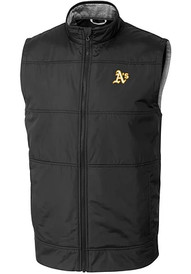 Cutter and Buck Oakland Athletics Mens Stealth Hybrid Quilted Sleeveless Jacket