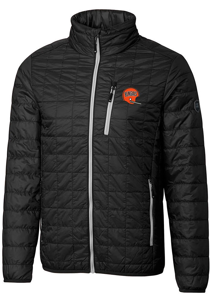 Cutter and Buck Cincinnati Bengals Mens Black Historic Rainier PrimaLoft Big Tall Lined Jack..