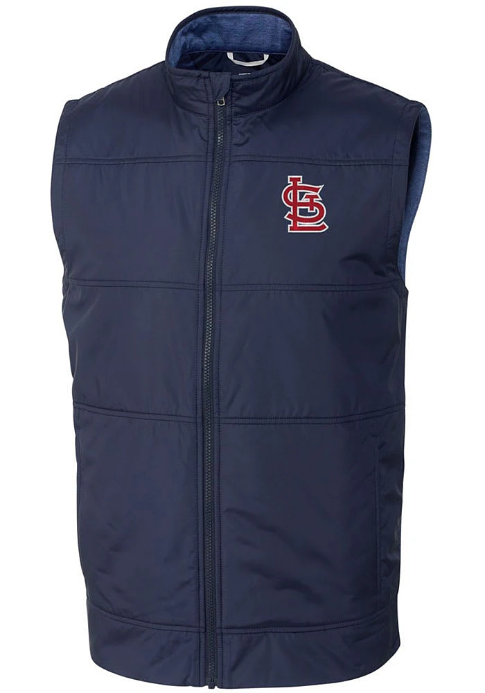 Cutter and Buck St Louis Cardinals Mens Navy Blue Stealth Hybrid Quilted Sleeveless Jacket