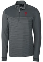 Cutter and Buck Philadelphia Phillies Mens Grey Traverse Stripe Stretch Long Sleeve Qtr Zip Pullov..