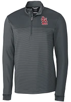 Cutter and Buck St Louis Cardinals Mens Grey Traverse Stripe Stretch Long Sleeve Qtr Zip Pullove..