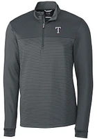 Cutter and Buck Texas Rangers Mens Grey Traverse Stripe Stretch Long Sleeve Qtr Zip Pullover
