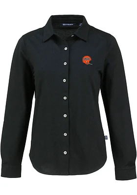 Cutter and Buck Cincinnati Bengals Womens Historic Advantage Soft Pique Long Sleeve  Dress Shirt