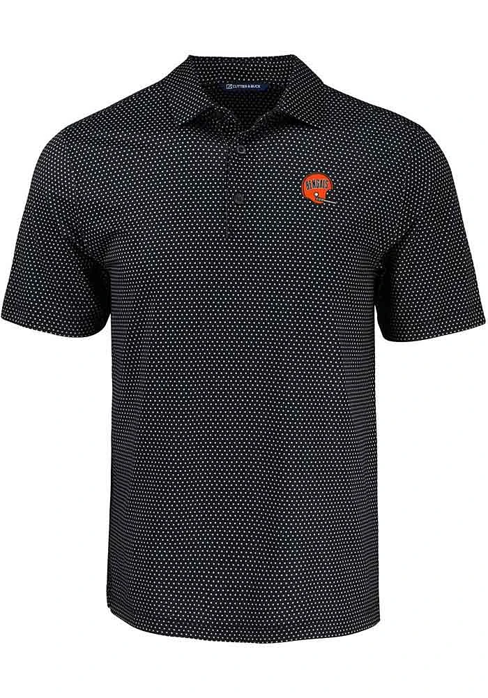 Cutter and Buck Cincinnati Bengals Mens Historic Pike Shadow Check Short Sleeve Polo