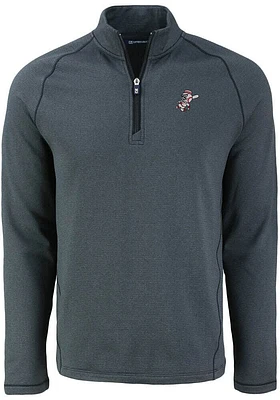 Cutter and Buck Cincinnati Reds Mens Black Cooperstown Pehastin Long Sleeve Qtr Zip Pullover