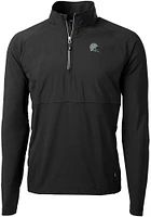 Cutter and Buck Ohio State Buckeyes Mens Black Adapt Eco Knit Design Long Sleeve Qtr Zip Pullover