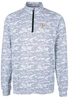 Cutter and Buck Houston Astros Mens Charcoal Traverse Camo Print Stretch Long Sleeve Qtr Zip Pul..