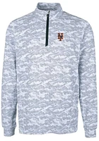 Cutter and Buck New York Mets Mens Charcoal Traverse Camo Print Stretch Long Sleeve Qtr Zip Pull..