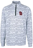 Cutter and Buck St Louis Cardinals Mens Charcoal Traverse Camo Print Stretch Long Sleeve Qtr Zip..