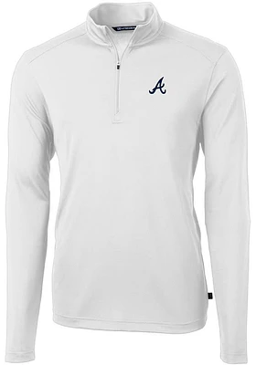 Cutter and Buck Atlanta Braves Mens Virtue Eco Pique Long Sleeve Qtr Zip Pullover