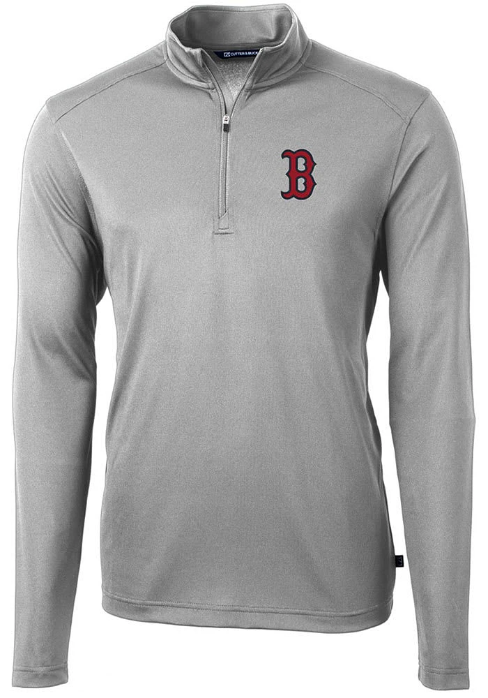 Cutter and Buck Boston Red Sox Mens Virtue Eco Pique Long Sleeve Qtr Zip Pullover