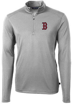 Cutter and Buck Boston Red Sox Mens Virtue Eco Pique Long Sleeve Qtr Zip Pullover