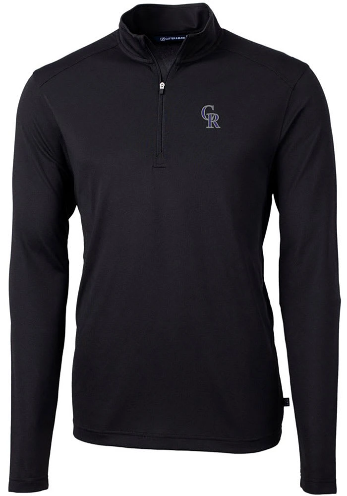 Cutter and Buck Colorado Rockies Mens Virtue Eco Pique Long Sleeve Qtr Zip Pullover