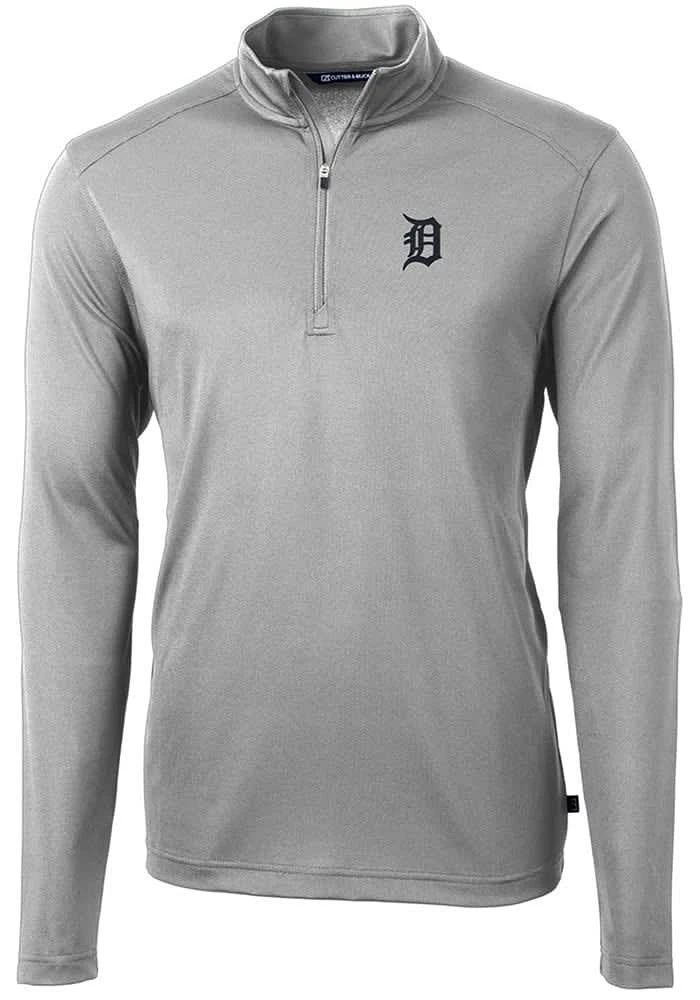 Cutter and Buck Detroit Tigers Mens Virtue Eco Pique Long Sleeve Qtr Zip Pullover