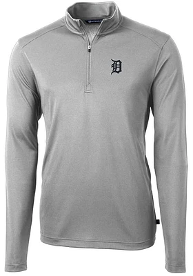 Cutter and Buck Detroit Tigers Mens Virtue Eco Pique Long Sleeve Qtr Zip Pullover