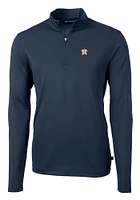 Cutter and Buck Houston Astros Mens Navy Blue Virtue Eco Pique Long Sleeve Qtr Zip Pullover